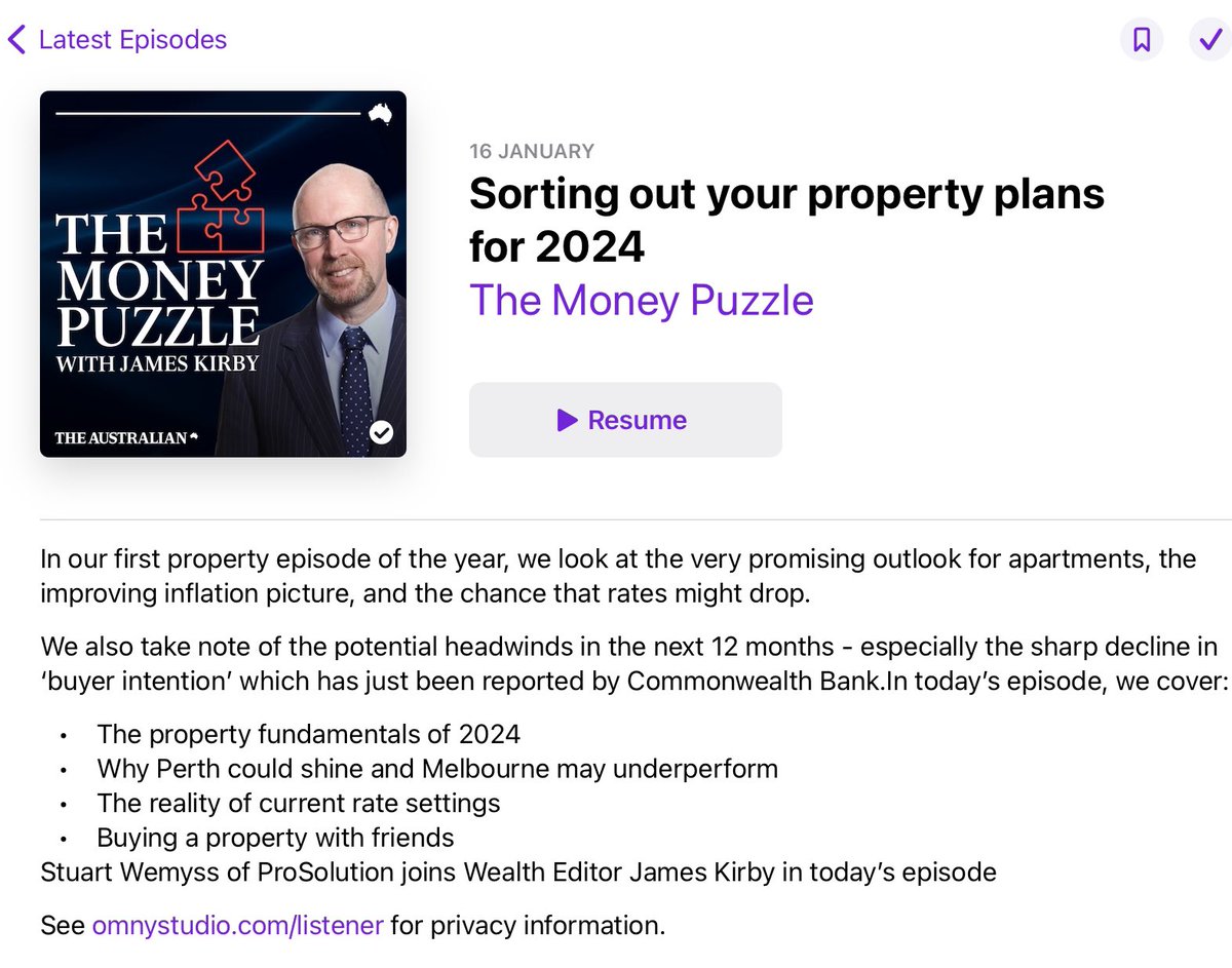 Property expectations for 2024… growth, rents, rates, inflation, apartments v. houses, best and worst markets… with @kirby_journo podcasts.apple.com/au/podcast/the…