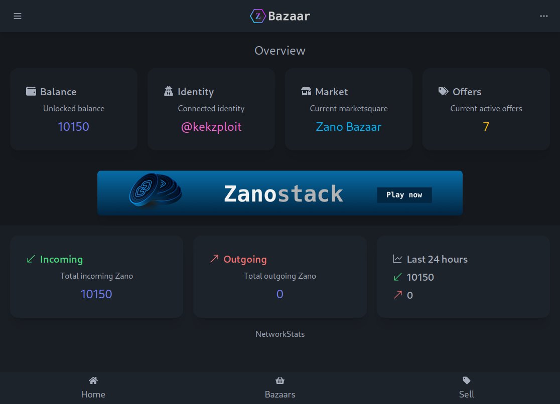 A peek at the dashboard, subject to change.

🔗 zanobazaar.com