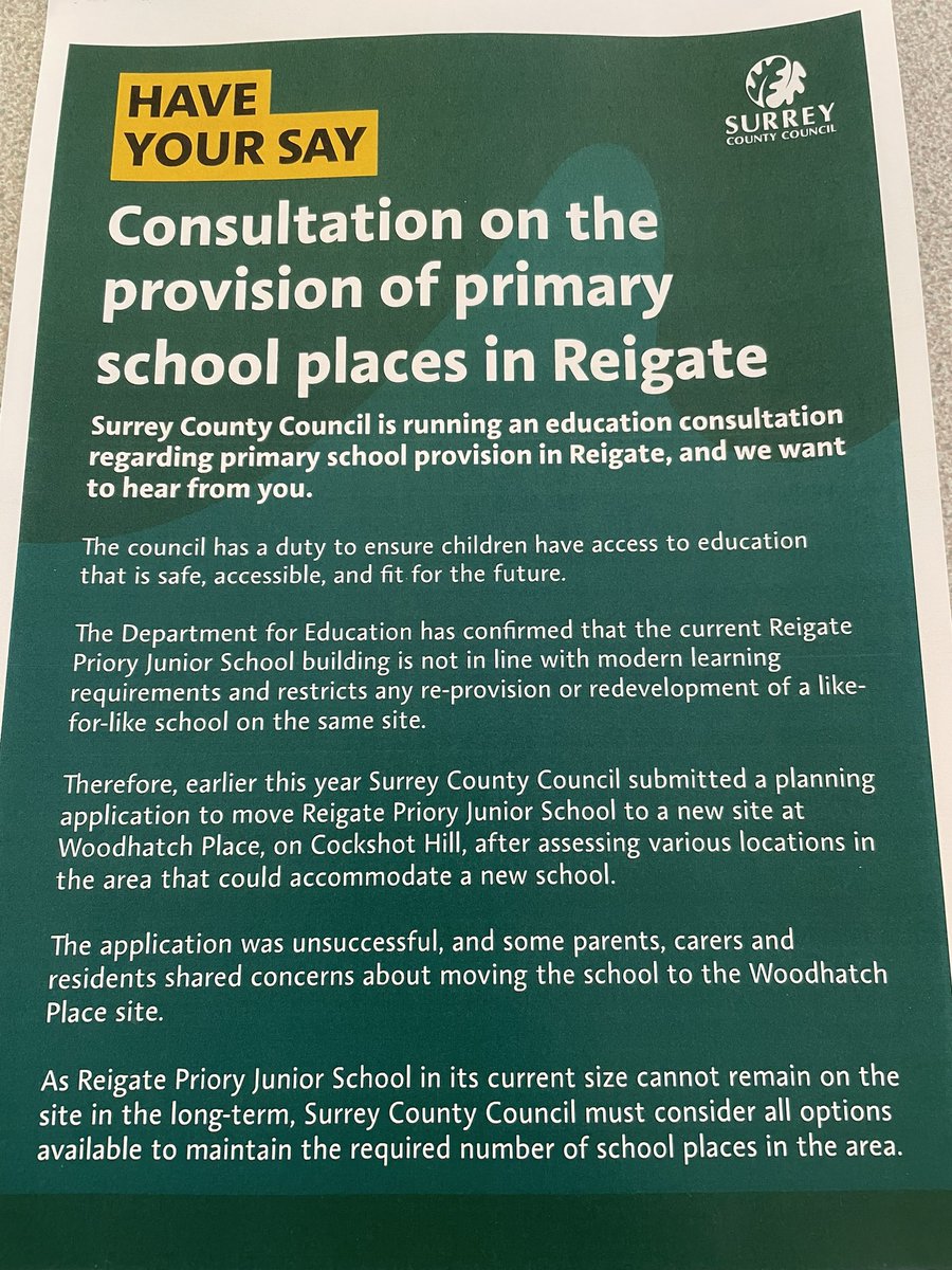 kamacoyo's tweet photo. @SurreyNews Not sure how your colleagues running the consultation meetings are so surprised to hear that parents feel like your leaflets are making it sound like the only option is to choose option 1 when these are the leaflets you’re handing out? https://t.co/g41GmoJqfd