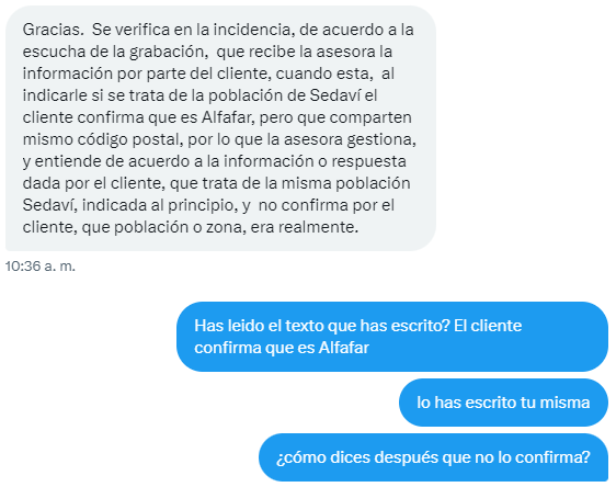 C_A_Jose's tweet photo. @digimobil_es Este es el nivel de respuesta, desde el principio intentando decir que es culpa mia, pero en la transcripción queda constancia que sí confirmo la dirección correcta. Y, aún así, ya son dos personas de vuestro equipo que dicen que no confirmé... ¿qué hacemos ahora? https://t.co/9lbHIvPQOO