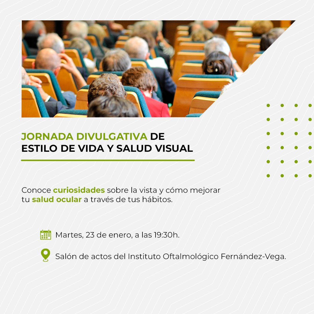 IOFVega's tweet photo. ¿Te gustaría saber cómo mejorar su salud ocular a través de sus hábitos de vida? El martes 23 de enero a las 19:30h tendrá lugar una Jornada divulgativa de Estilo de Vida y Salud visual constituida por la presentación del libro "¡Abre los ojos!", de la neurobióloga @ConchiLillo. https://t.co/tMweZhrQHs