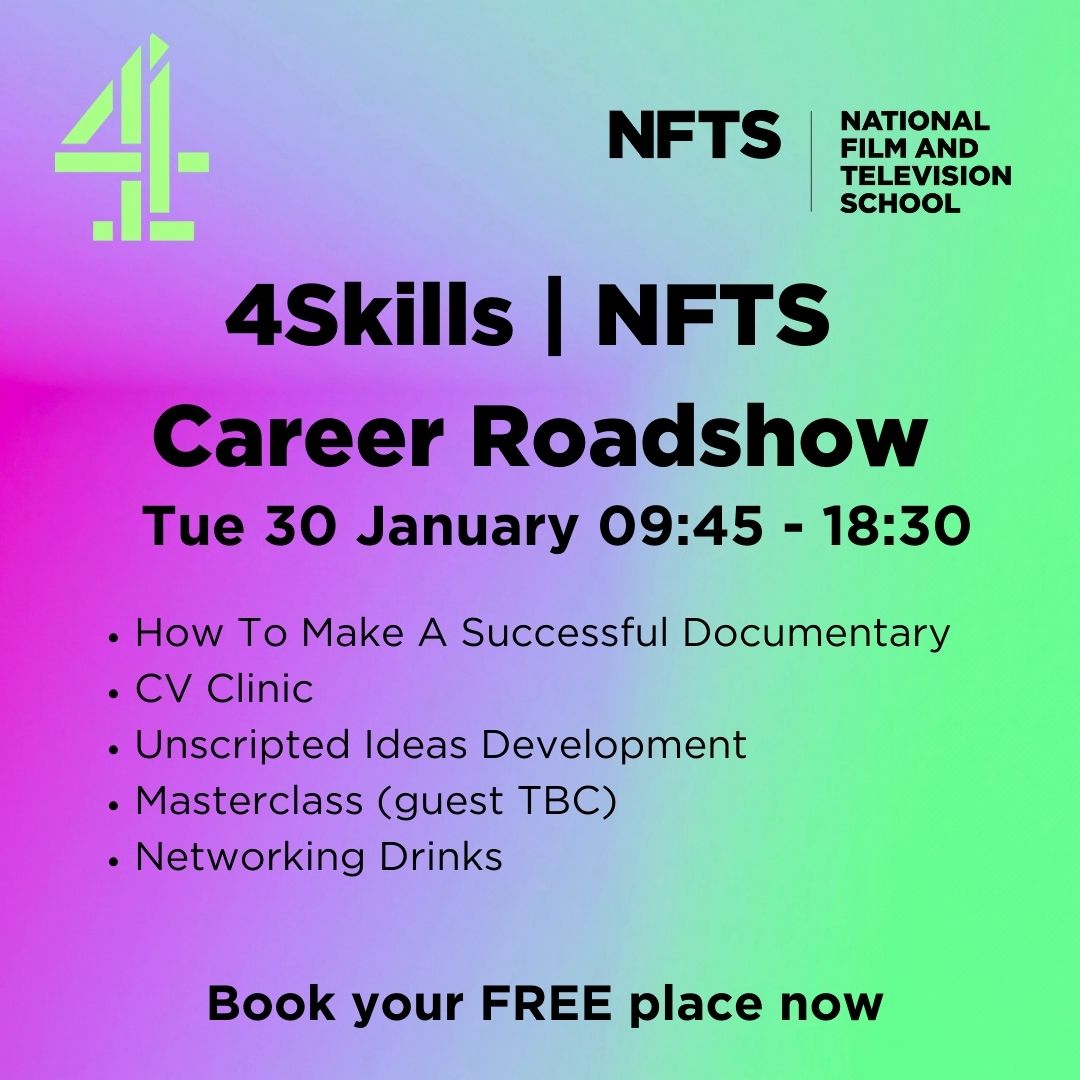 Join @nftsfilmtv @channel4skills in London for 2 days of career advice, CV clinics, masterclasses & networking. DAY 1 🌟Production Management 🌟Writing Comedy DAY 2 🔥How to make a successful Documentary 🔥Unscripted ideas development Book now▶️ bit.ly/47st6xO