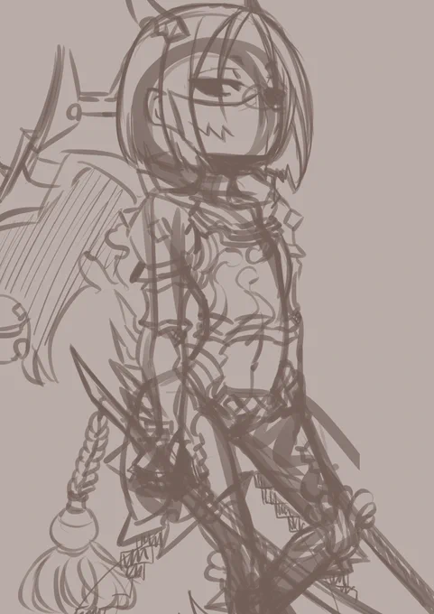 テンション上がってラフはもう一枚描いてたけど清書しないので供養しときます・:*+.\(( °ω° ))/.:+色々描くのでお楽しみに☆ミ