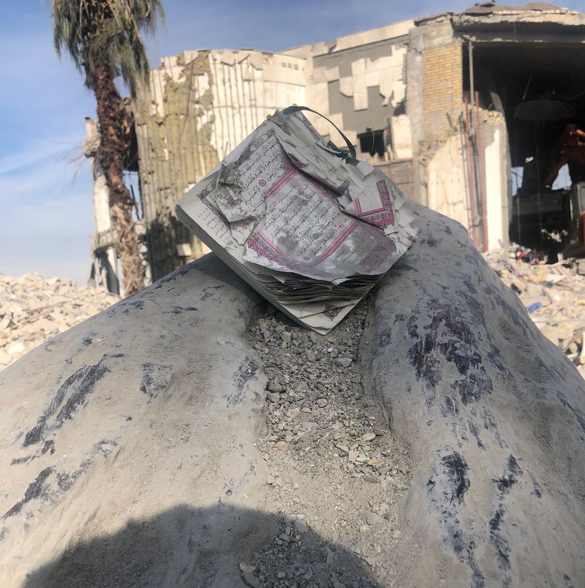 After last night's #Iranian attack on the house of a businessman in #Erbil, all that remains is a Qur’an.