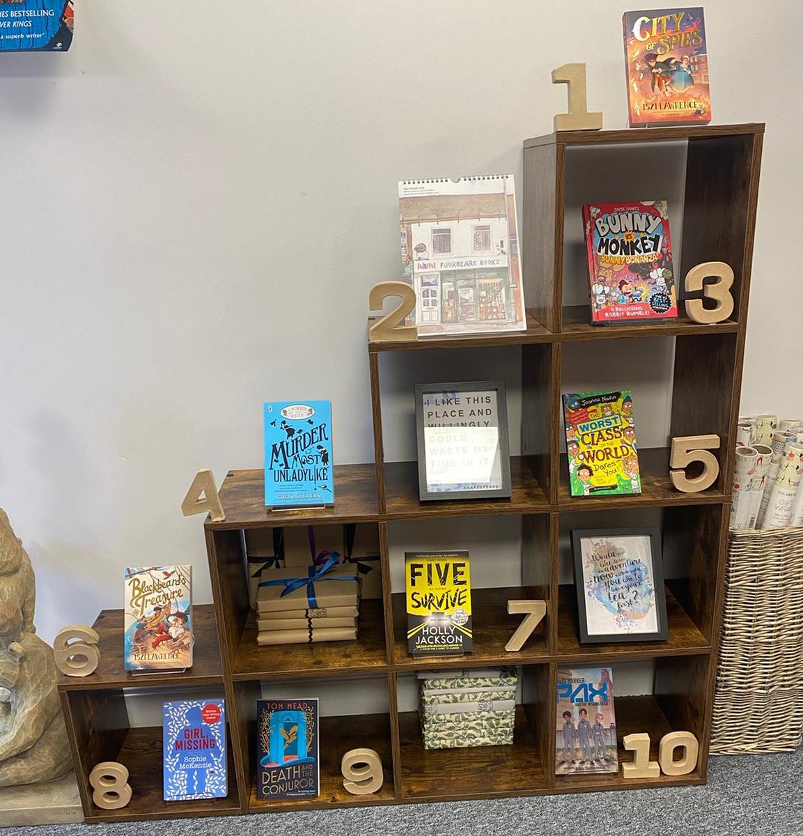 A late (and wonky) picture of Fourbears Top 10 for last week. @iszi_lawrence takes No 1 and No 6! Plenty of kids books in this week's Top 10.