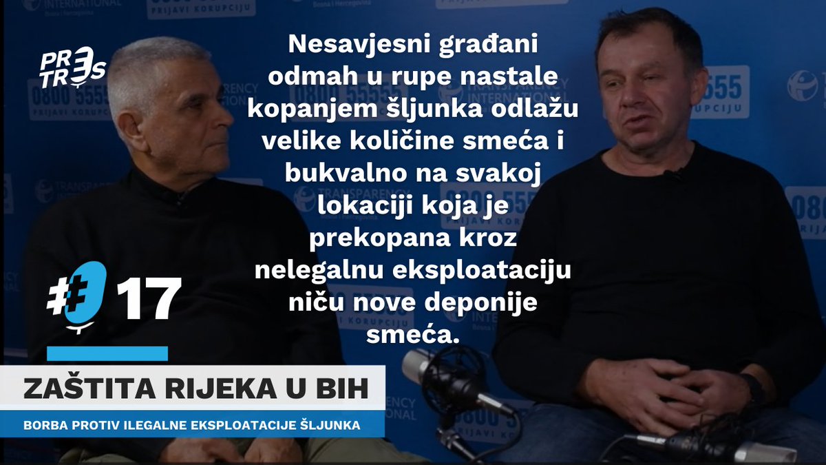 tibihorg's tweet photo. 🌊Vađenje šljunka iz riječnih korita bez kontrole nadležnih je problem ne samo ekologije, nego i pravne države i načina kako se borimo protiv korupcije.

🎙️Više u novoj epizodi @PretresPodcast nastao u saradnji sa @portal_CAPITAL uz podršku @SwedenBiH

https://t.co/qT2AQoCrEM https://t.co/uevPt7rKJ0