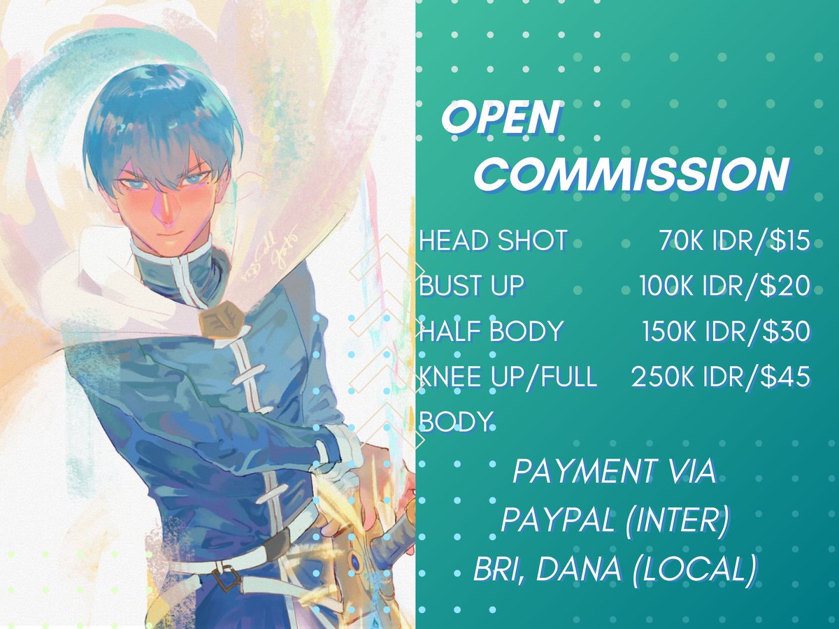 ✨ OPEN COMMISSION ✨
[RTs and likes are much appreciated 💐]

Hi, i'm open for commission for local🇮🇩 and international
Open for 0/5 slots

Details in rep, more samples checkout cellgato.carrd.co

Hit my dm if you're interested!
#opencommission #commissionart #artidn