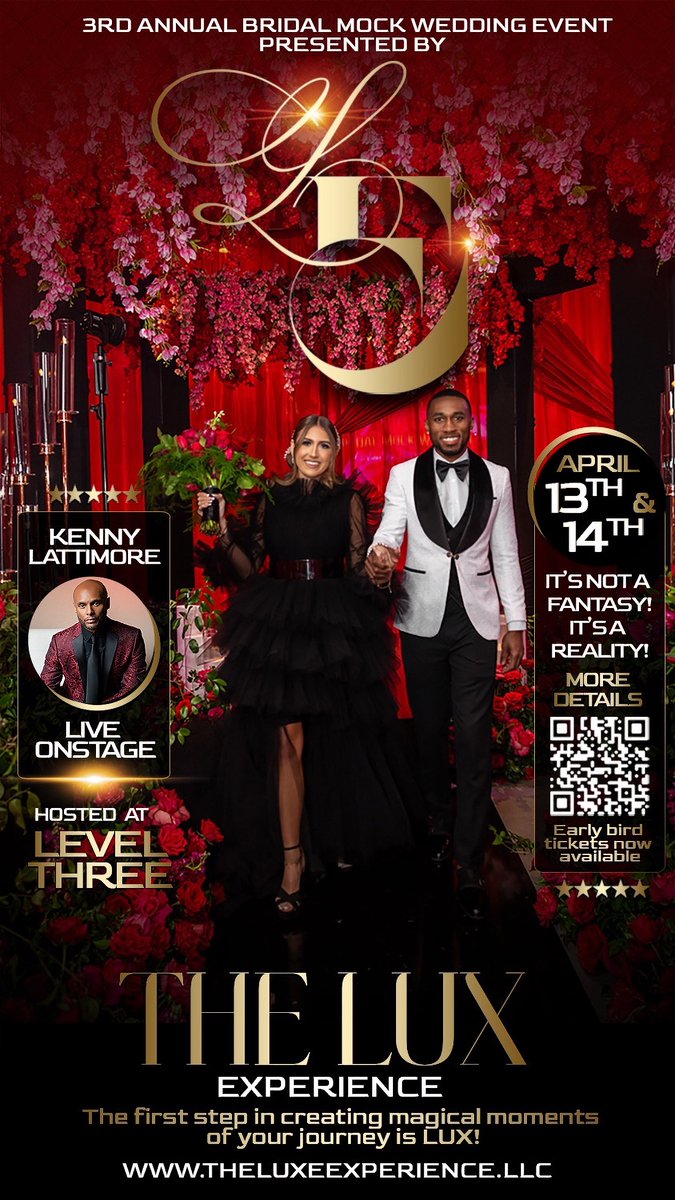 THENEWYORKFAME's tweet photo. https://t.co/8s7vkCUXpY
Looking for an enchanting evening? Join Kenny Lattimore at The Lux Experience Bridal mock wedding on April 13th &amp; 14th! Get your tickets at https://t.co/5mTzzazKrq 🌟🎶 #UnforgettableEvent #KennyLattimore #BridalShowcase https://t.co/DFaPaD6sv4
