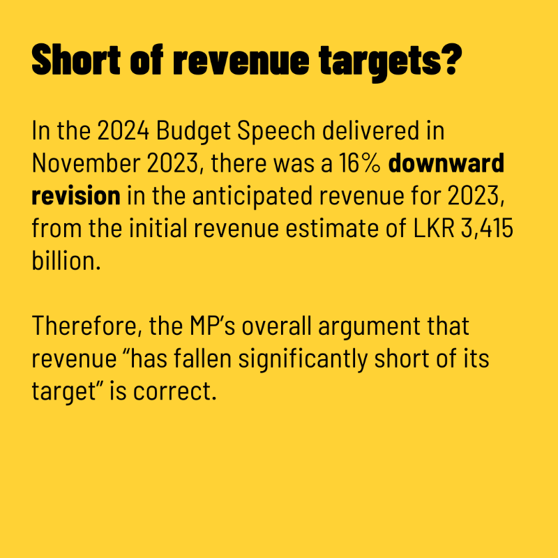 factchecklka's tweet photo. MP @EranWick claimed that the government was way short of its revenue targets for 2023, citing a 43% shortfall in excise revenue. Is his claim accurate and is his example on point?
Swipe to find out.
Read the full fact-check: https://t.co/XiEFpGPkUl
#FactChecklk