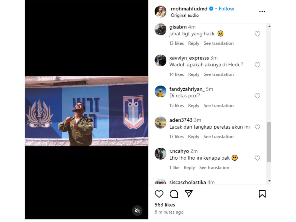 VIVAcoid's tweet photo. Kabar mengejutkan datang dari calon wakil presiden (cawapres) no urut 3, Mahfud MD lantaran akun Instagram pribadinya @mohmahfudmd diduga diretas oleh oknum tak bertanggung jawab.

https://t.co/fbaBTPLxDE
___
#vivacoid #mahfudmd #diretas #hacker #israel https://t.co/TKPEVmin9w