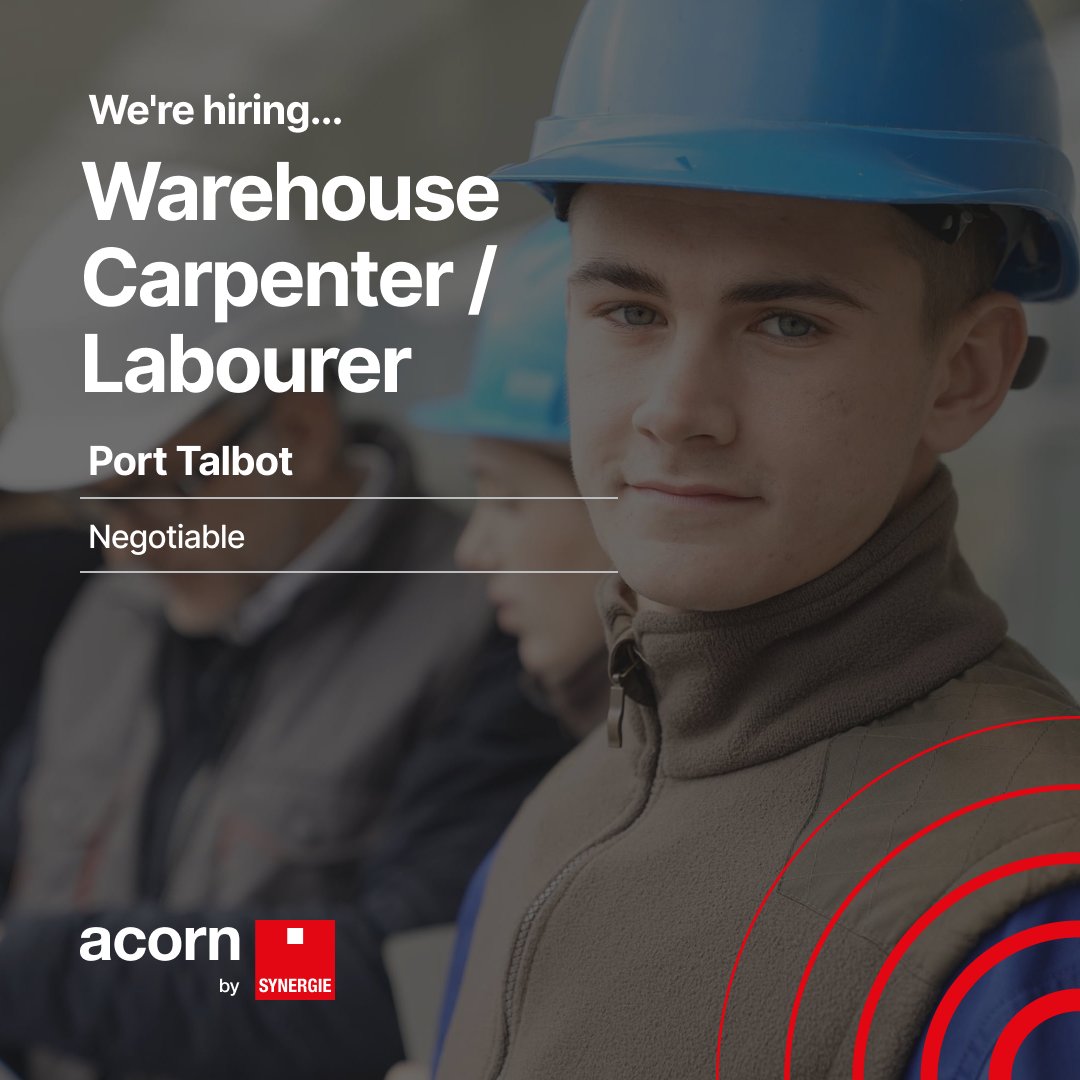 acorn_trades's tweet photo. A national builder is seeking talented Carpenters in Port Talbot! 

Workshop-based, no site work. 
Monday - Thursday, 7:30am - 4:30pm and Friday till 12:30pm. Experience &amp; teamwork a must.

Apply here https://t.co/bDEe2bGOb4 https://t.co/PJlbe7trWa