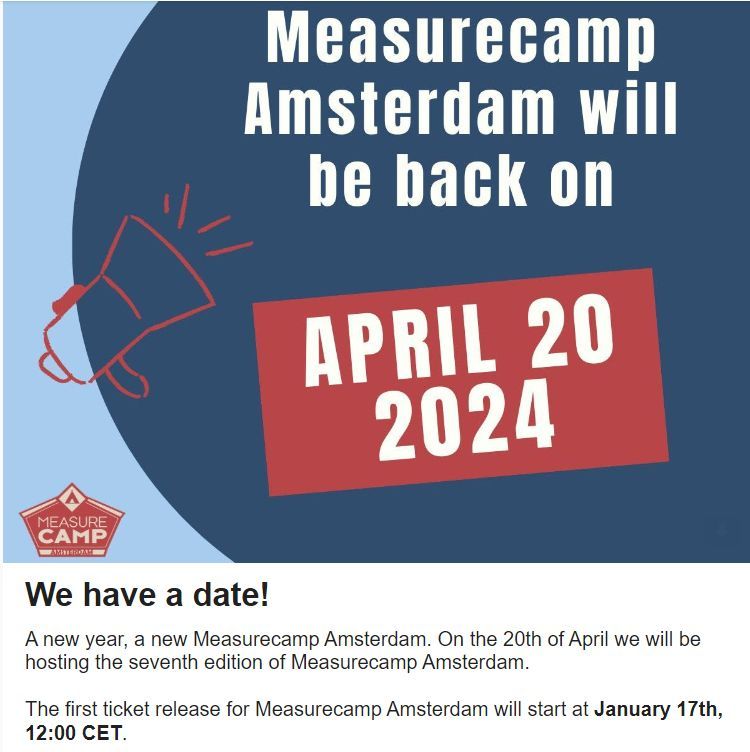 #Measurecamp Amsterdam 2024 is back on April 20 and the first tickets will be released tomorrow! 

amsterdam.measurecamp.org/registration/
