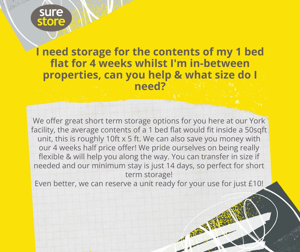 Picking the correct unit size doesn't have to be tricky! Our Storage Experts in York can help you find the perfect space for your belongings.
Our top priority is making sure you don't waste money on space you don't need.
#surestore #surestoreyork #businessstorage #studentstorage