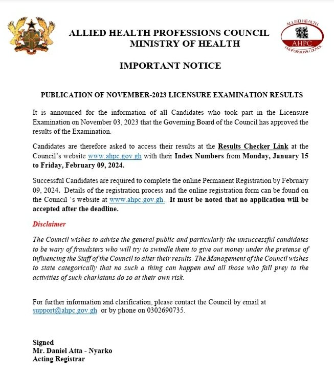 ahpcgh's tweet photo. Release of  2023 Main Licensure Examination results. https://t.co/6aCA82pewz