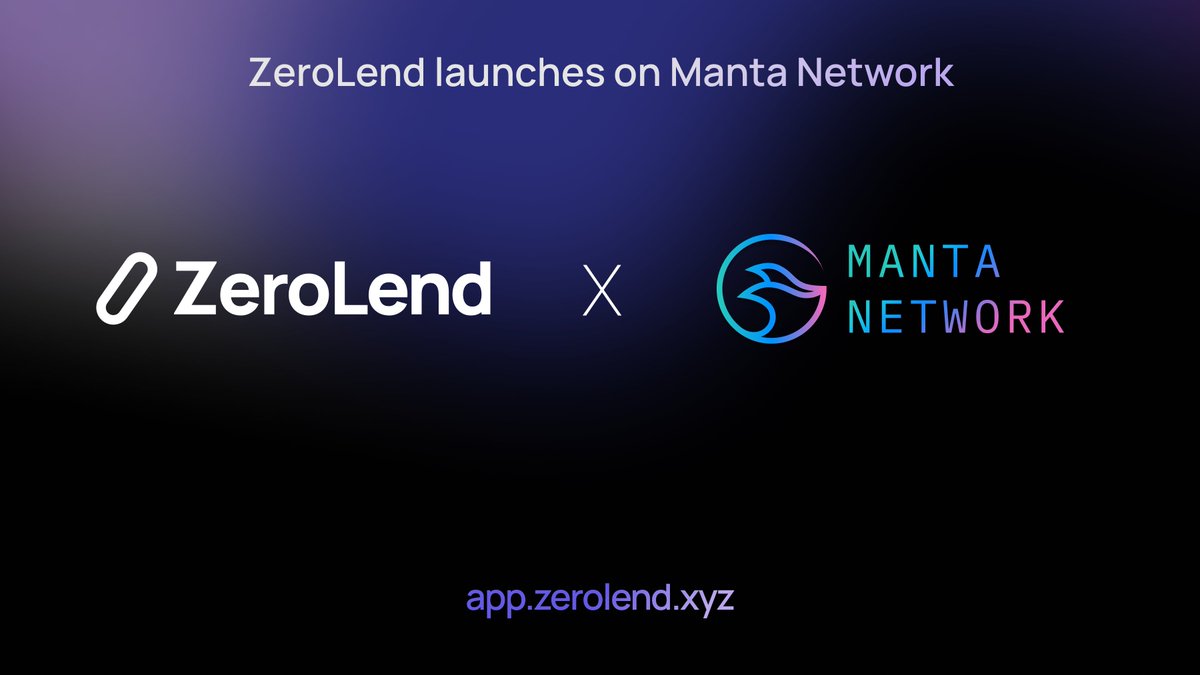 1/ 🚀 ZeroLend is LIVE on Manta Network 

We aim to become the largest lending market on <a href="/MantaNetwork/">Manta Network (🔱,🔱)</a> 

Farm $ZERO and future $MANTA drops by lending/borrowing on app.zerolend.xyz/?marketName=pr…

#Manta #MantaNewParadigm #ZeroLend #IntotheBlue