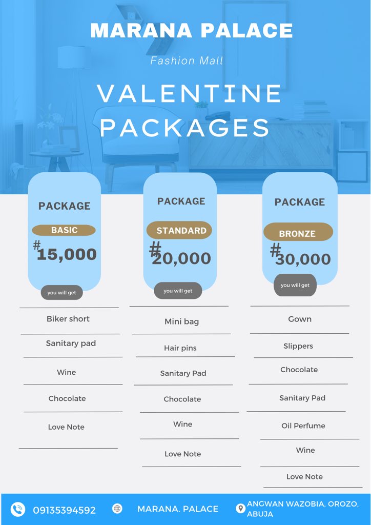 maranapalace's tweet photo. Valentine’s Day package for her 😊🥰🔥
Make her feel special this season with any of our packages 🔥 
Which provides her pampering treats 🔥
Our gift list is all about celebrating the incredible women in your life 👌
Kindly share your preferred one to your odogwus❤️ https://t.co/s47g7HDooj