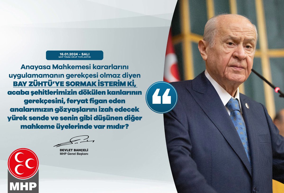 Anayasa Mahkemesi kararlarını uygulamamanın gerekçesi olmaz diyen Bay Zühtü’ye sormak isterim ki, acaba şehitlerimizin dökülen kanlarının gerekçesini, feryat figan eden analarımızın gözyaşlarını izah edecek yürek sende ve senin gibi düşünen diğer mahkeme üyelerinde var mıdır?
