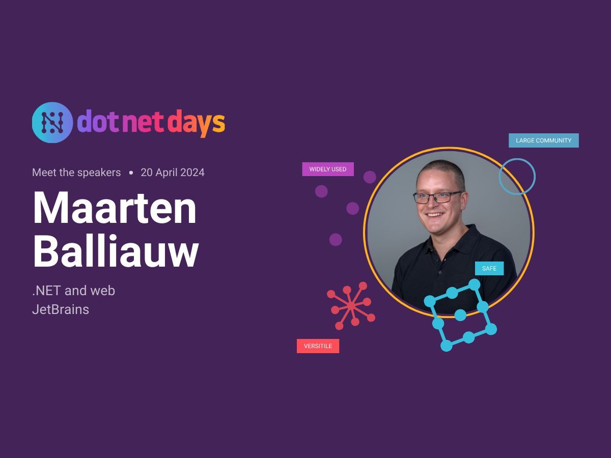 dotnetdaysro's tweet image. We’re super excited to welcome @maartenballiauw to #dotnetdays this spring! 🙌
Maarten will share his insights on microservices for building an IDE. Are you as curious as we are?
Grab your ticket 👉 dotnetdays.ro
#dotnetconference #dotnet #microservices