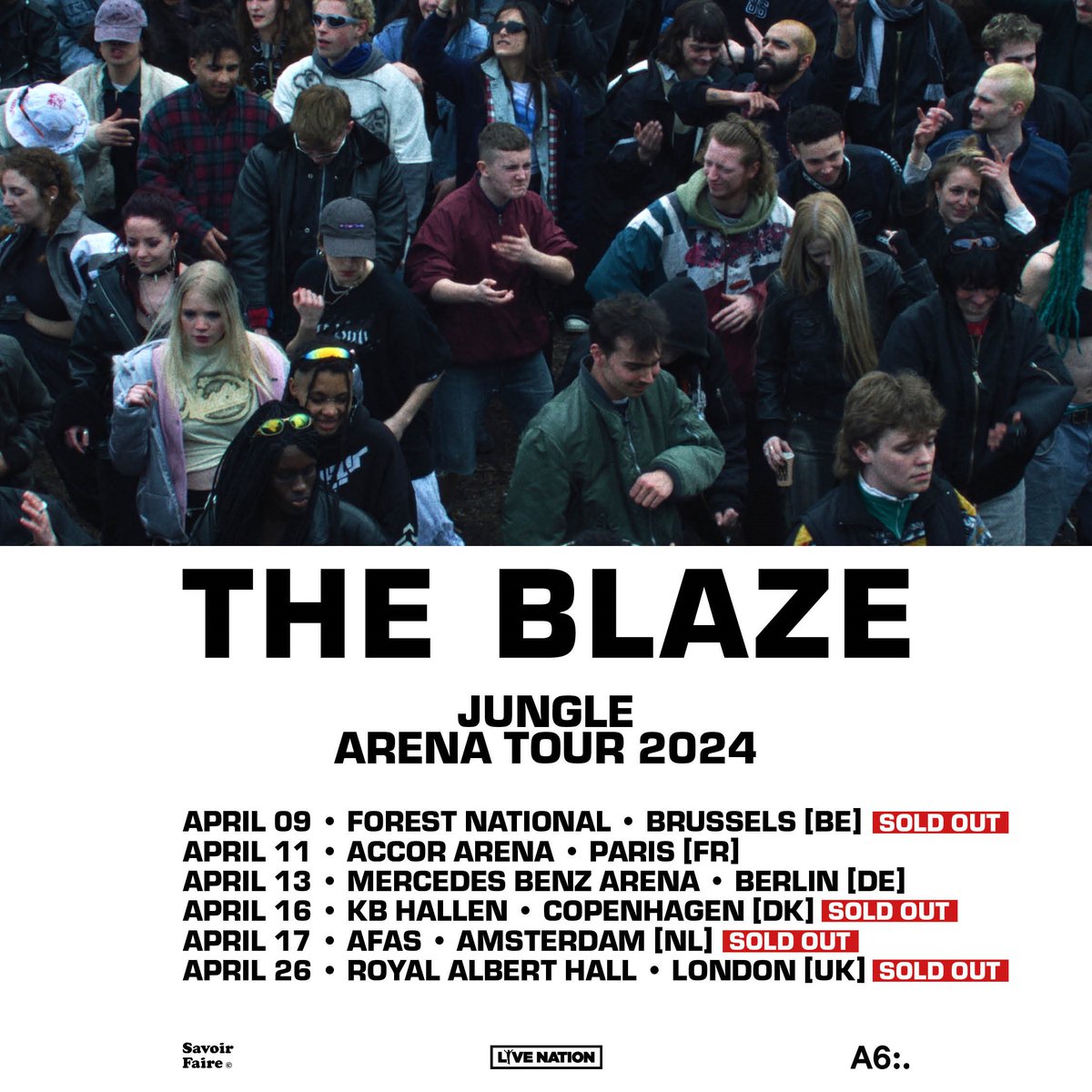 JUNGLE ARENA TOUR 2024 
Brussels, Copenhagen, Amsterdam &amp; London shows are now sold out ! 
Paris &amp; Berlin last tickets available here : ticketmaster.com/the-blaze-tick…