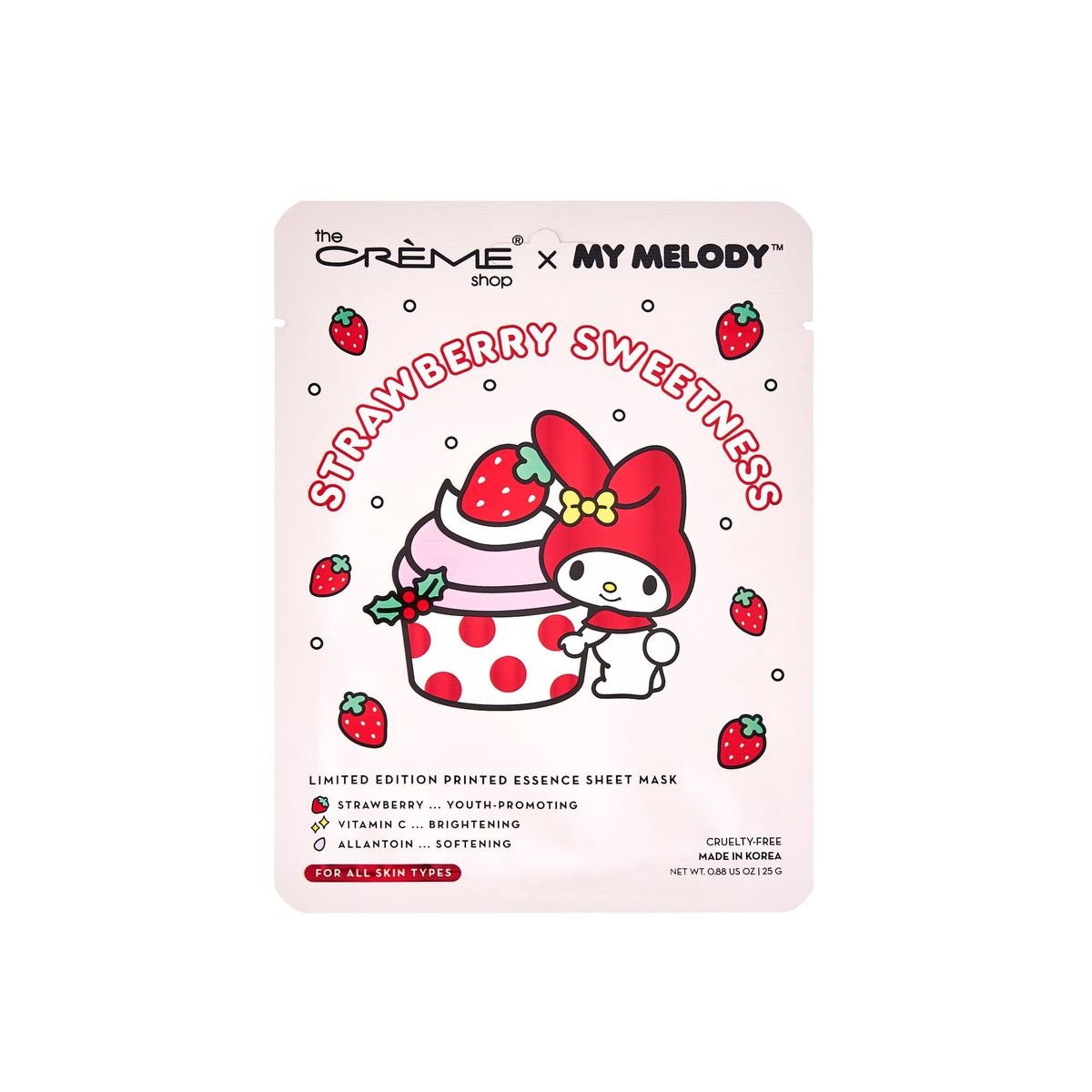 pink2core's tweet photo. my melody sheet mask🍓 https://t.co/FYyrgiGntz