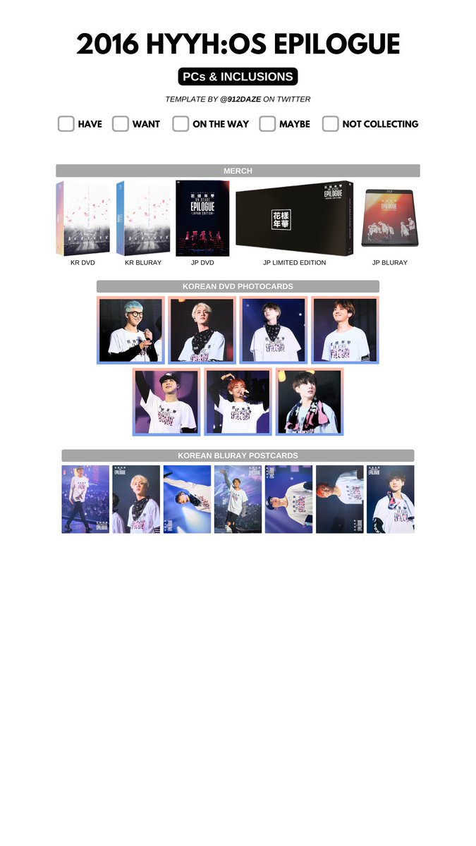 BTS DVD BLURAY PCs PHOTOCARD WISHLIST TEMPLATES ✨ [NEW] ⭐️ OT7