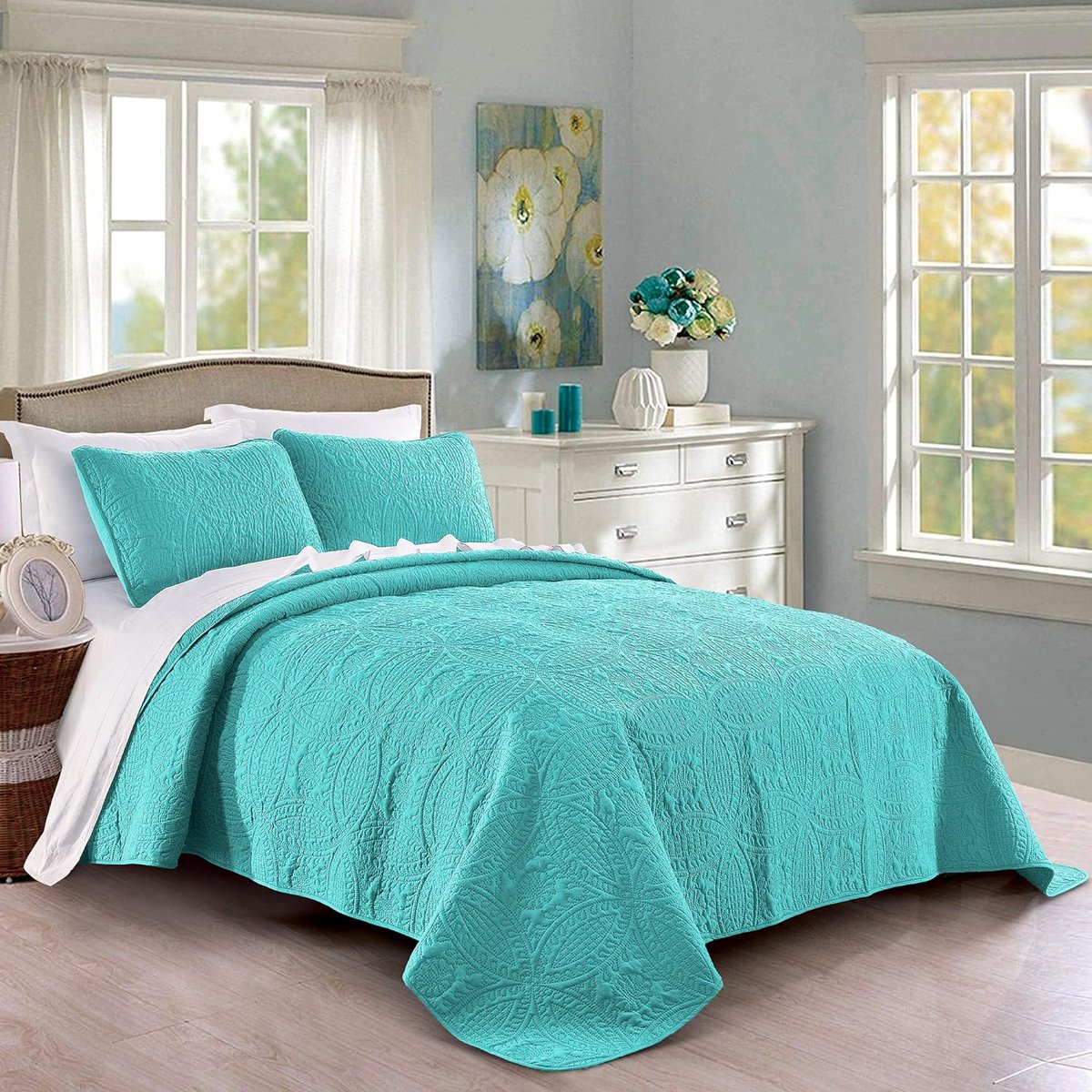 gadgetsmarthome's tweet photo. Pure Bedding Quilt Set Twin/Twin XL Size Aqua - Oversized Bedspread - Soft Microfiber Lightweight Coverlet for All Season - 2 Piece Includes 1 Quilt and 1 Sham, Geometric Pattern
#bedroom #bedtime 
Check price here
👉 https://t.co/56RQ9TeAZu https://t.co/LQBf7Z8bWO