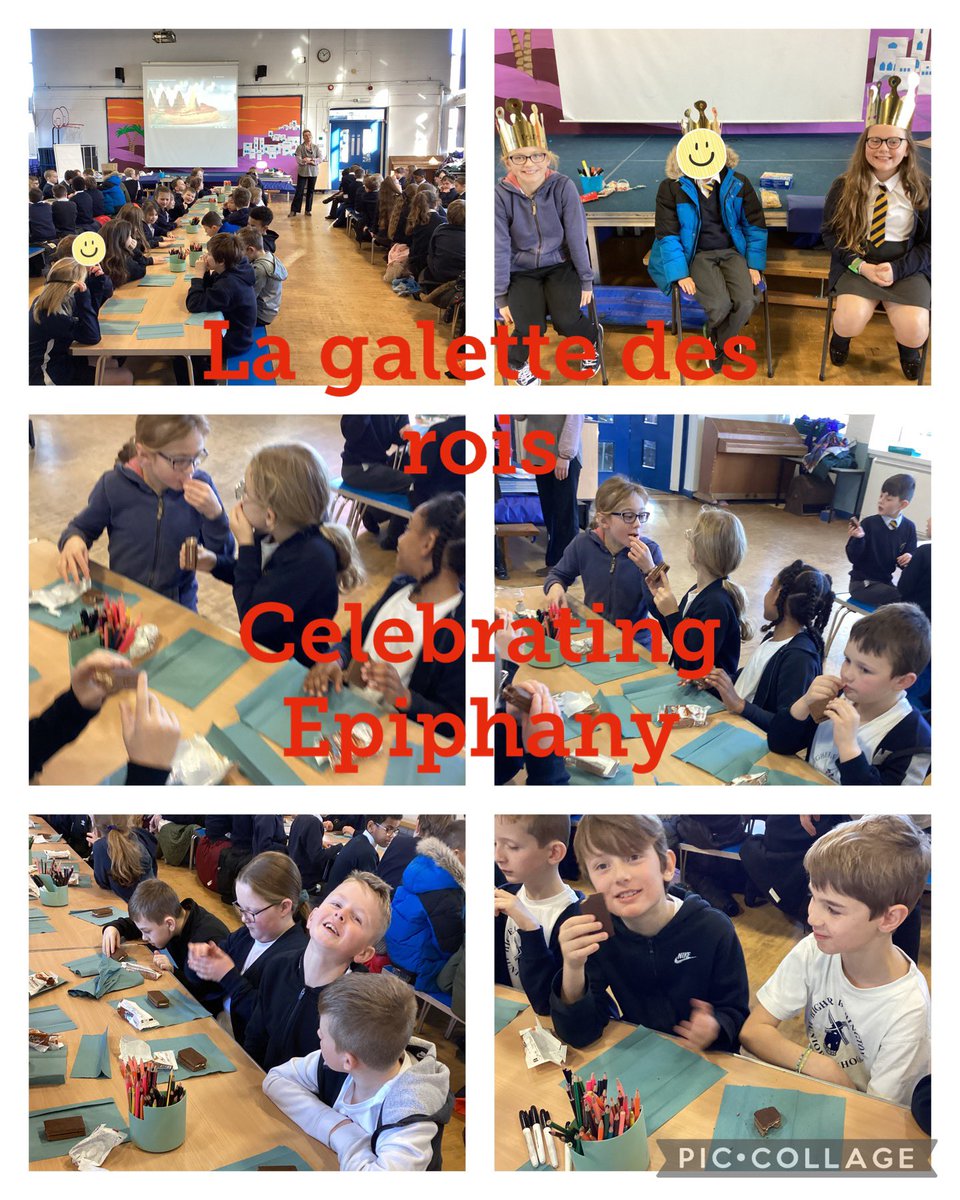 HBJSCH63's tweet photo. Year 4 had a fantastic French lesson yesterday learning about how Epiphany is celebrated in France. Three lucky children discovered a hidden Skittle in their cake which meant they were La Reine or Le Roi (Queen or King) for the day! Thank you Ms Bosmans! #HBJSFrench #HBJSyear4 https://t.co/CL8N6chPd9