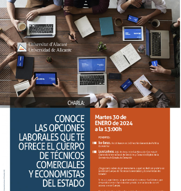 Centro de Empleo | UA (@centroempleoua) on Twitter photo 📝#TomaNota
👉🏼¿Te gustaría saber de primera mano a qué se dedican y cómo se accede al Cuerpo de Técnicos Comerciales y Económistas del Estado?
📆Martes 30 de enero, a las 13:00. ONLINE.
📲Inscríbete desde: centroempleo.ua.es/es/orientacion…
<a href="/informacioUA/">Info. Alumnat UA</a> <a href="/ceua_ua/">Consejo de Estudiantes UA</a> <a href="/EconomicasUA/">EconomicasUA</a> <a href="/_Alumni_UA/">AlumniUA</a> 📝#TomaNota
👉🏼¿Te gustaría saber de primera mano a qué se dedican y cómo se accede al Cuerpo de Técnicos Comerciales y Económistas del Estado?
📆Martes 30 de enero, a las 13:00. ONLINE.
📲Inscríbete desde: centroempleo.ua.es/es/orientacion…
<a href="/informacioUA/">Info. Alumnat UA</a> <a href="/ceua_ua/">Consejo de Estudiantes UA</a> <a href="/EconomicasUA/">EconomicasUA</a> <a href="/_Alumni_UA/">AlumniUA</a>