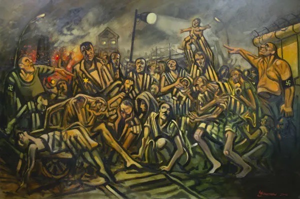 BenUriOnline's tweet photo. Today's collection spotlight is Holocaust Crowd Scene II (2011) by Peter Howson.  

If you want to learn more about this piece or are interested in Jewish or immigrant artists, visit our website https://t.co/m1fXDoMZVC 
 
#benuricollection #benurigallery #benuriexhibition #vi ... https://t.co/YdIUjdCz0E