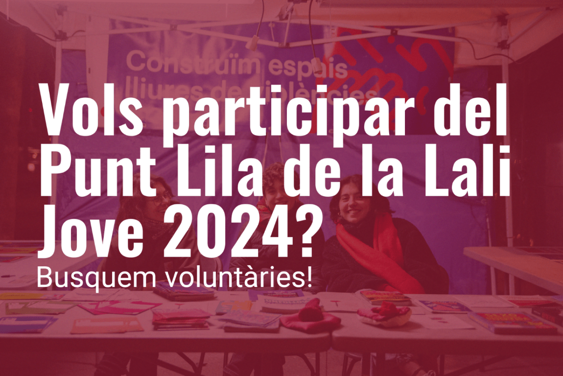 🟣 Es busquen voluntàries per al Punt Lila de la Lali Jove 2024!
🗣️ formació prèvia a càrrec del @centrejove
📆 la Lali Jove serà dissabte 10 de febrer al Moll de la Fusta
👉 Estàs interessada? Apunta't! ow.ly/Nqiz50QpqIH