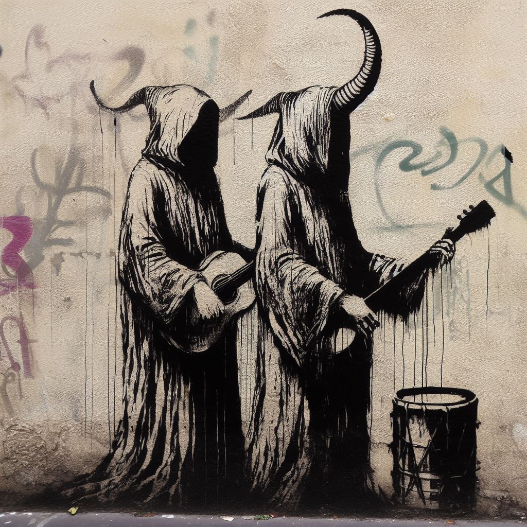 it looks like a new #Banksy but I don't know if it's an official work or not? #JustifiedAndAncientsOfMuMu #KLF #LookAtWithClosedEyes