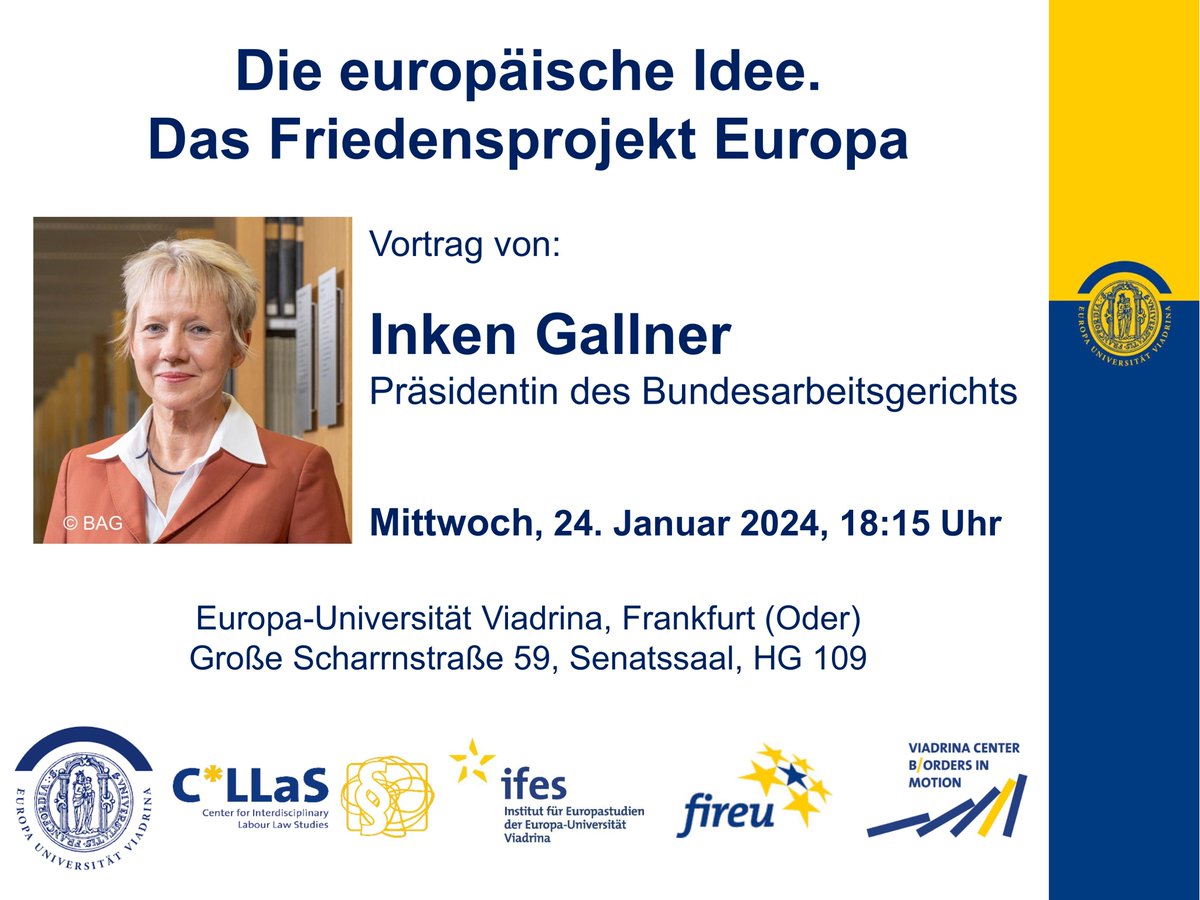 Viadrina_IFES's tweet photo. Welche Bedeutung hat die europäische Idee als Friedensprojekt in der Geschichte der #EU und vor dem Hintergrund aktueller Herausforderungen wie dem Angriffskrieg Russlands und zunehmender Migration?

@viadrina @cillas_research #fireu #BOiM https://t.co/ZM28HRbyTK