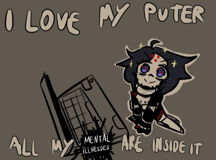 Napstablook727's tweet photo. low effort art go!! (Kolibri clearly loves her puter) #SIGNALISfanart #SIGNALIS https://t.co/ORqByjOSkH