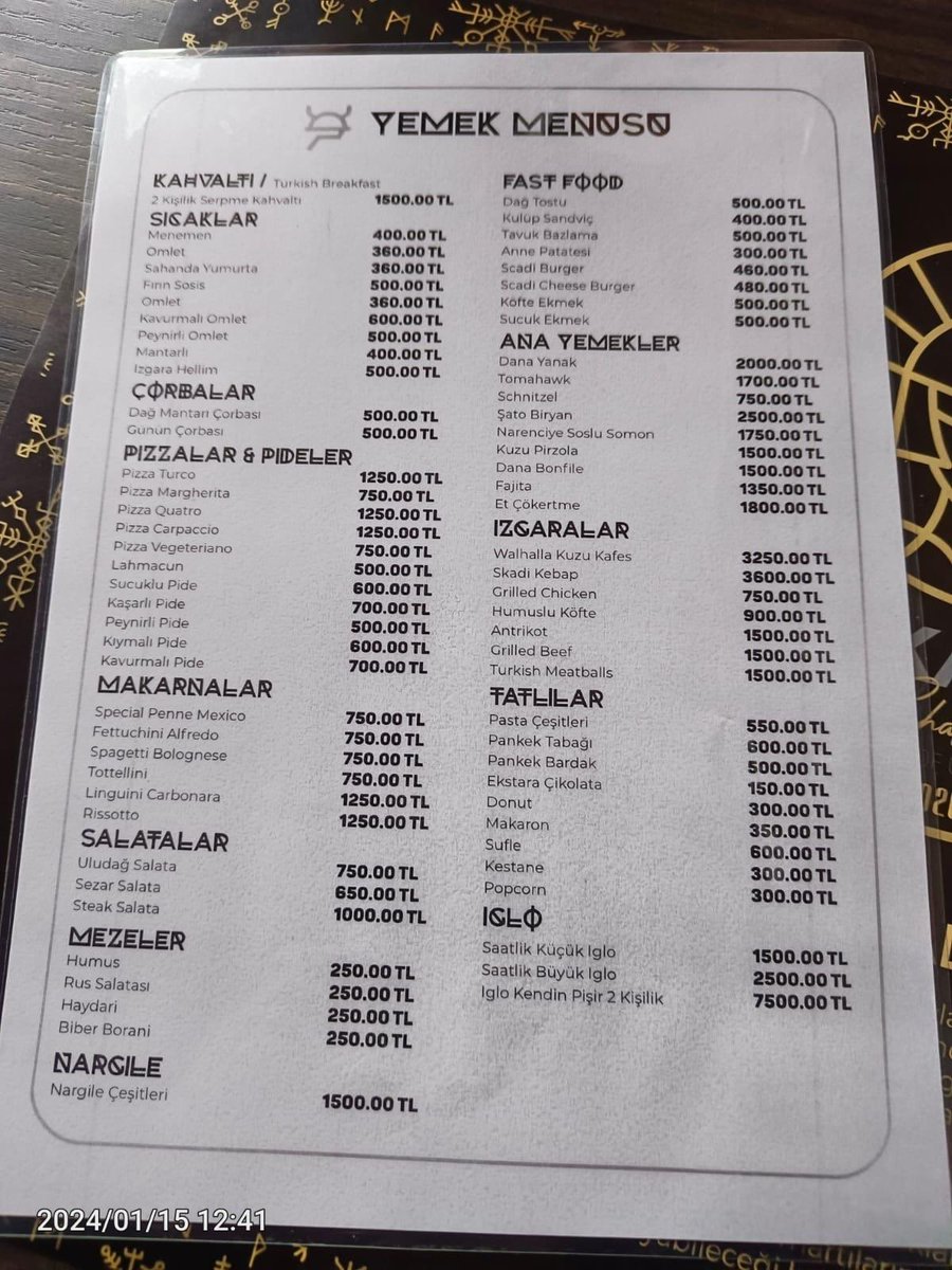 ZamHaberAjans's tweet photo. Uludağ'da bir restoranın uçuk fiyatları tepki çekti. 

Sizce fiyatlar nasıl? https://t.co/PliUROgImi