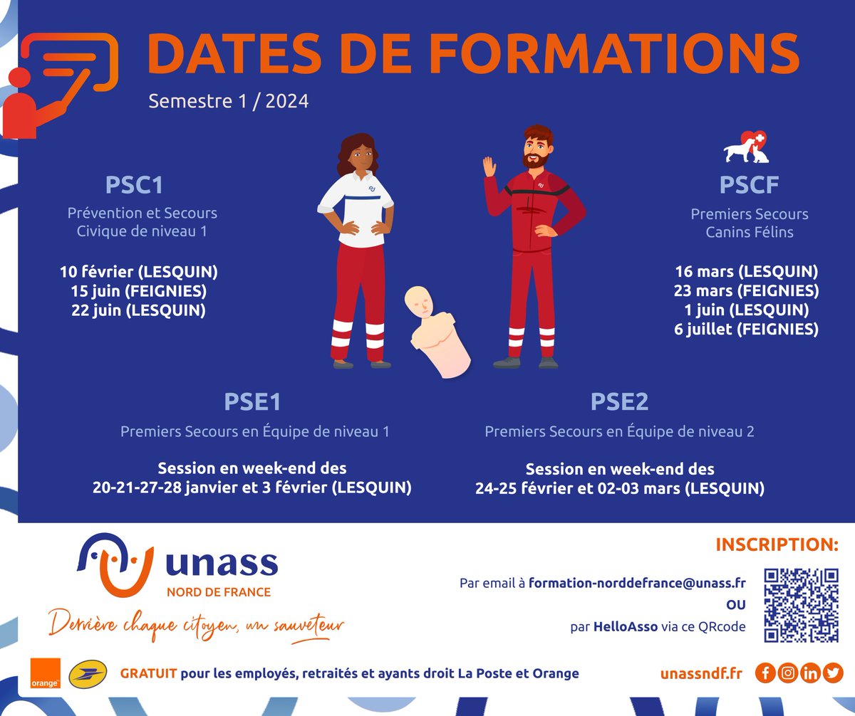 Voici les dates de formations dans nos antennes de #Lesquin et #Feignies pour ce début 2024

Retrouvez toutes nos dates et nos formations en pédagogie sur notre site internet:  unassndf.fr/dates-formatio…

Inscription rapide ici : helloasso.com/associations/u…