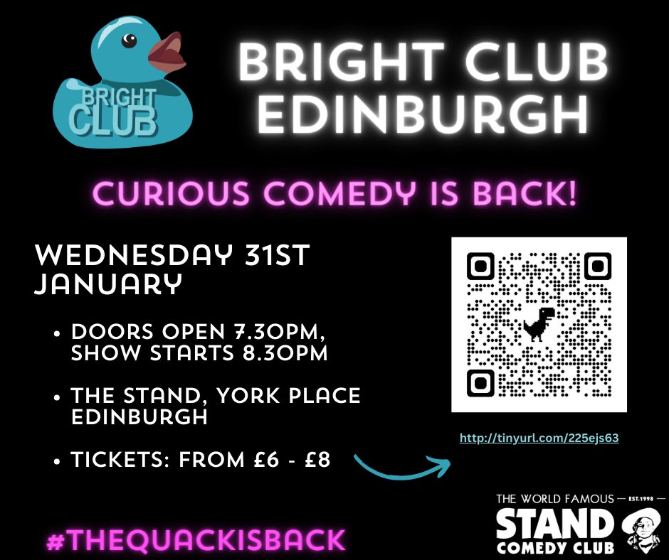 Just two weeks to go til the comeback show! Get yer tickets here
Line-up coming soon! #thequackisback <a href="/StandComedyClub/">The Stand</a>