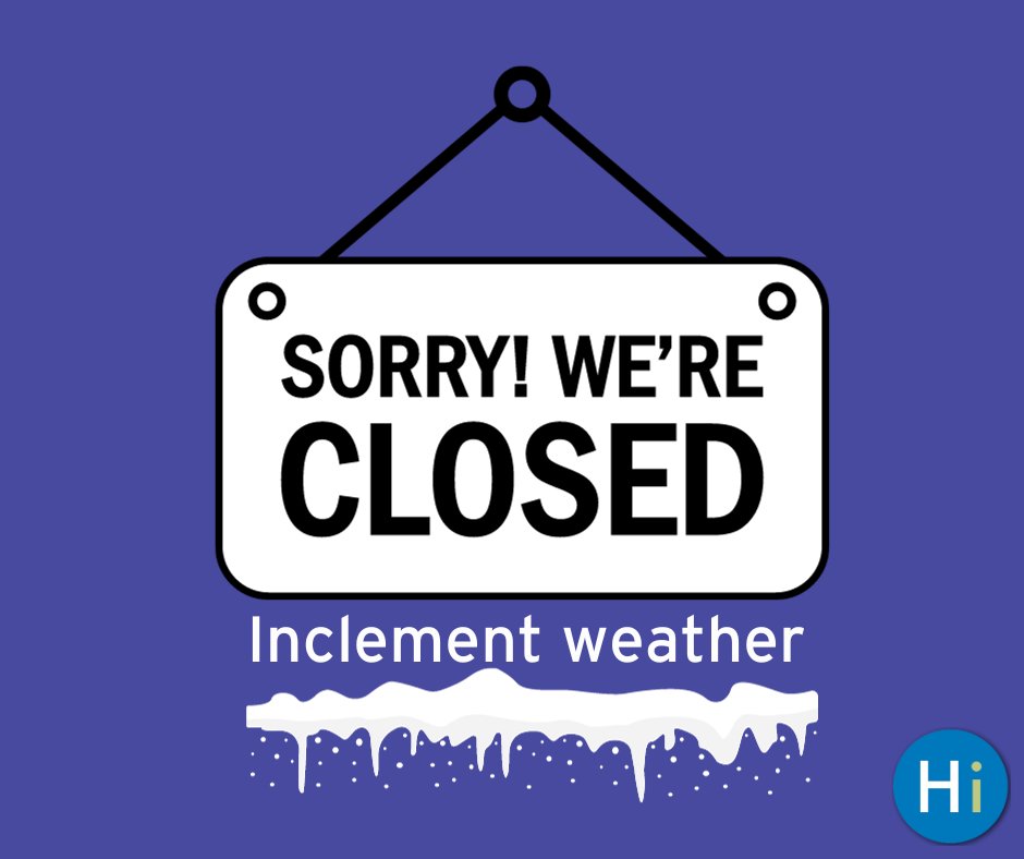 ❄️❗All HCLS branches are closed today, Tuesday, January 16, due to inclement weather.