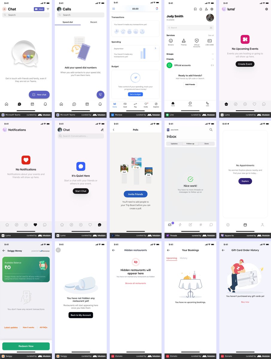 nuelwogundu's tweet photo. Here are 15 empty states for mobile app. A 🧵 

CC: Curated from @MobbinDesign 

Check the thread for the each screens https://t.co/IjVwpIOfVd