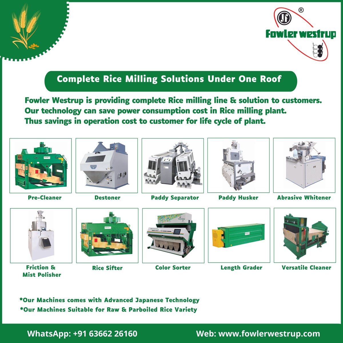 fowler_westrup's tweet image. Get Powerful Rice Milling Performance with Less Power!

For enquiry,
email: fwl@fowlerwestrup.com
WhatsApp: +91 63662 26160

Visit: fowlerwestrup.com

#fowlerwestrup #ricemilling #completericemillingsolution #Ricemill #ricemillingmachines #madeinindia #AatmaNirbharBharat