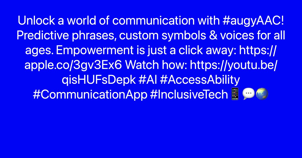 enaboapps's tweet photo. Unlock a world of communication with #augyAAC! Predictive phrases, custom symbols & voices for all ages. Empowerment is just a click away: https://t.co/1cZlRWbwJZ Watch how: https://t.co/kTql8LmMcb #AI #AccessAbility #CommunicationApp #InclusiveTech📱💬🌏 https://t.co/BN5kVKq3IO