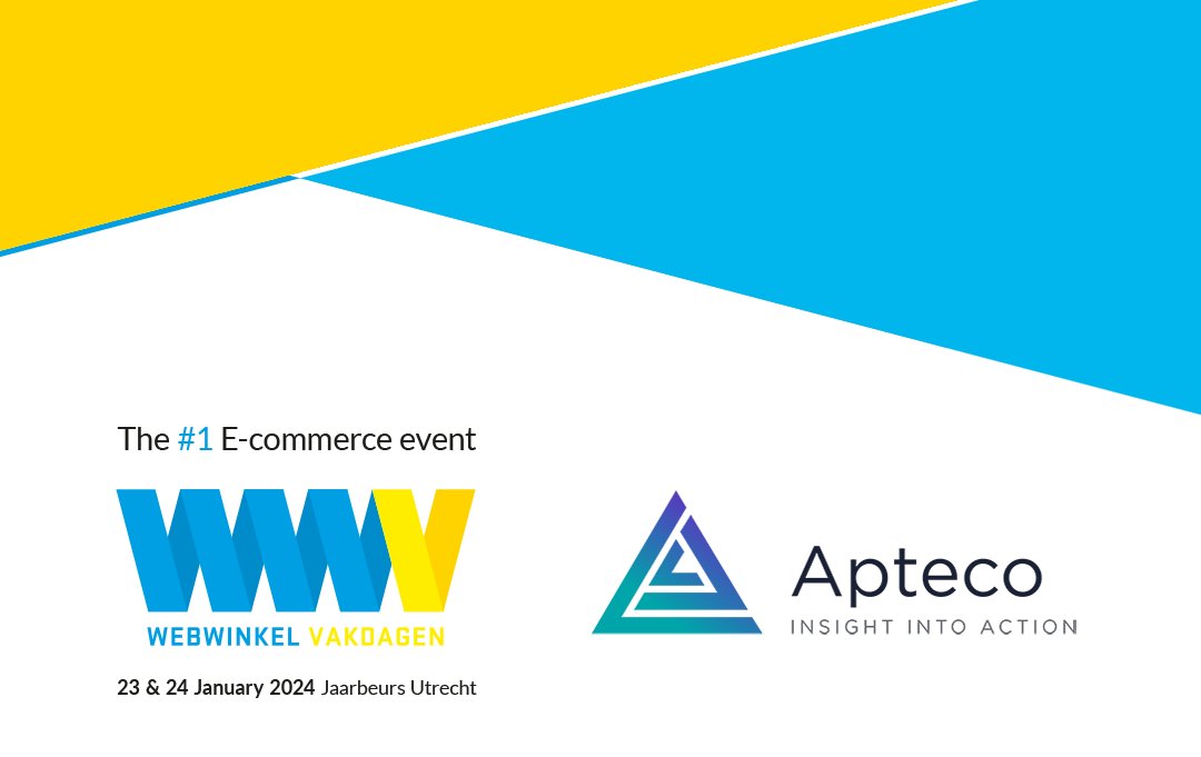 One week to go!
 
We are pleased to announce that we will exhibiting at Webwinkel Vakdagen on 23-24 January at the Jaarbeurs in Utrecht.
 
Stop by and visit stand 25 and hear more about how Apteco can help you grow your business using first party data.
 
See you there!