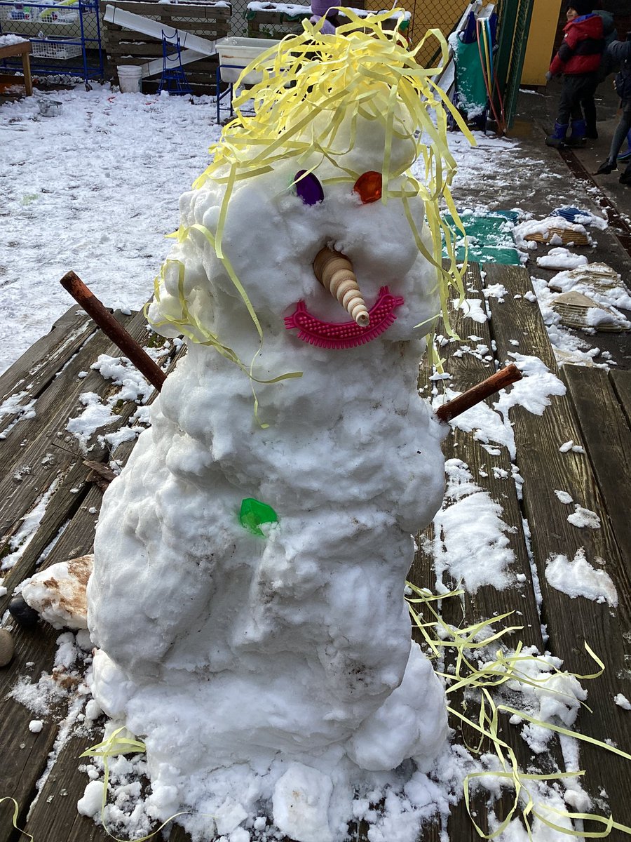 MrsStevensonEPS's tweet photo. It’s  not a traditional snow man but uniquely ours ⛄️❄️

Reception are taking a poll for names any suggestions welcome 🤗 https://t.co/60kGK848gU