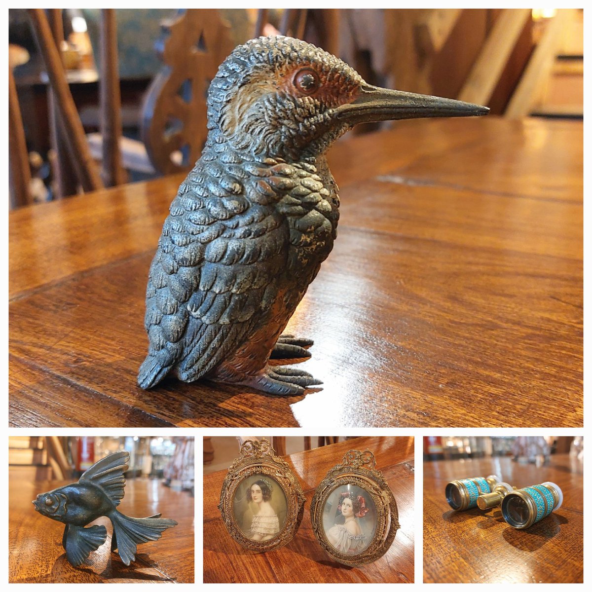 eversleybarn's tweet photo. #reupholsteredarmchair #19thcenturyarmchair #coldpaintedbronze #bronzekingfisher #bronzefish #portraitsofladies #frenchoperaglasses #judismithantiques #eversleybarnantiques https://t.co/YZdT3gz0SV