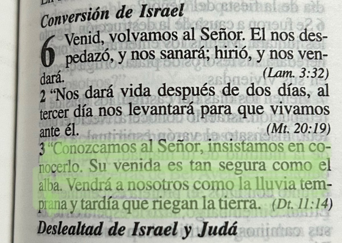 prietomoises's tweet photo. «Conozcamos al Señor, insistamos en conocerlo. Su venida es tan segura como el alba. Vendrá a nosotros como la lluvia temprana y tardía que riegan la tierra» (Oseas 6:3). https://t.co/Qv1gmqhV3K