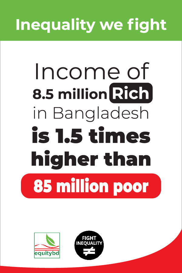 Inequality we fight. 'Income of 8.5 million Rich in Bangladesh is 1.5 times higher than 85 million poor' #TaxTheRich #TaxJustice