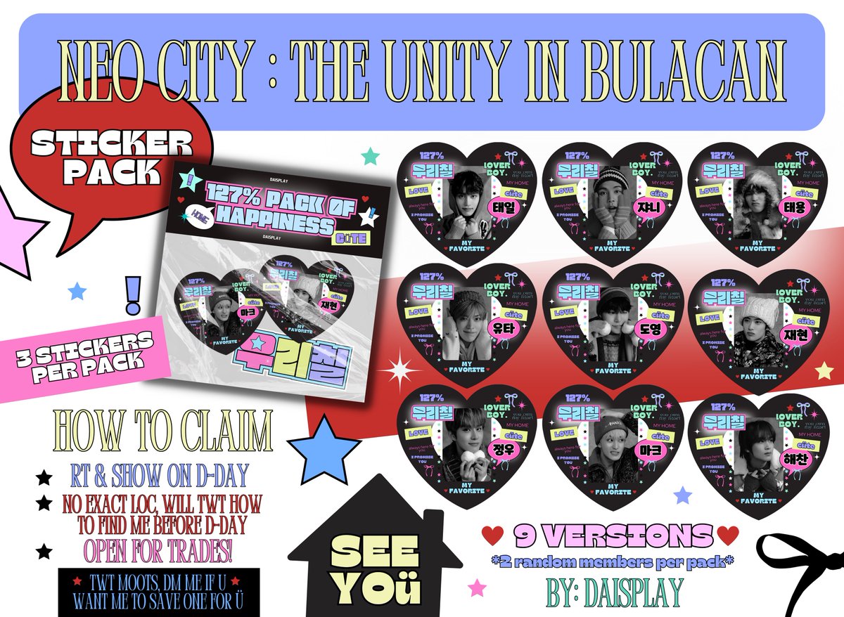🏩 * 127 FAN SUPPORT * 🍐
    ⛷️ STICKER ★ PACK ! 
 ⭐️⭐️⭐️⭐️⭐️⭐️⭐️⭐️⭐️

໒꒰ྀི´ ˘ ` ꒱ྀིა SEE Ü !!!!!!!! * ⤵️
#NCT127_NEOCITY_THE_UNITY
#NEOCITY_THE_UNITY_in_BULACAN