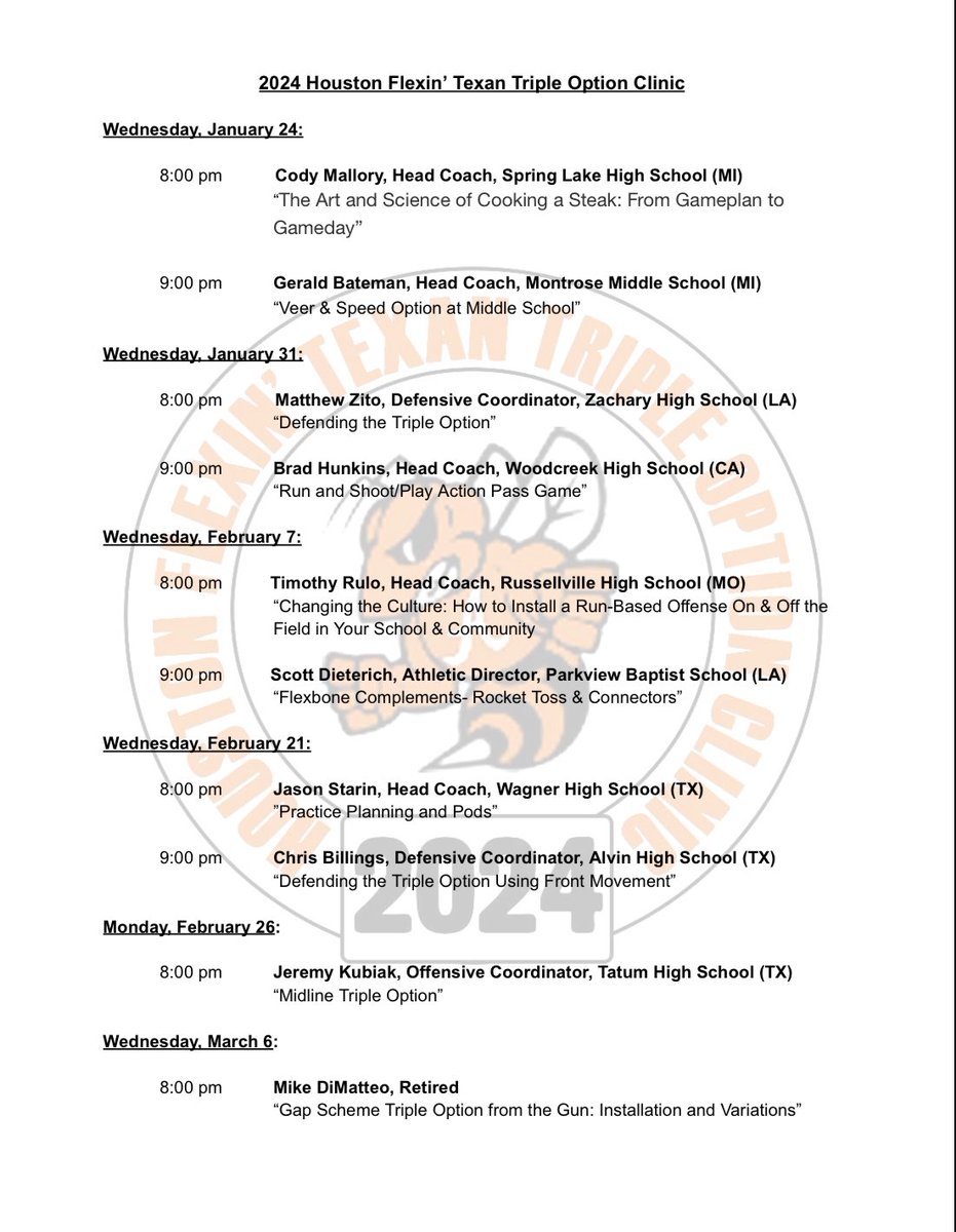 TXOptionClinic's tweet image. Excited to add @Bro_hon to our list of speakers! He’ll speak about installing and running option at the middle school level!!

Register at forms.gle/Nt9vHYkmuBuoKi…!!

@coachmallory2 @mzito59 @CoachHunkins @GDFMFB @deterball @CoachStarin @ChrisBillings54 @KubiakJeremy @Triple_31