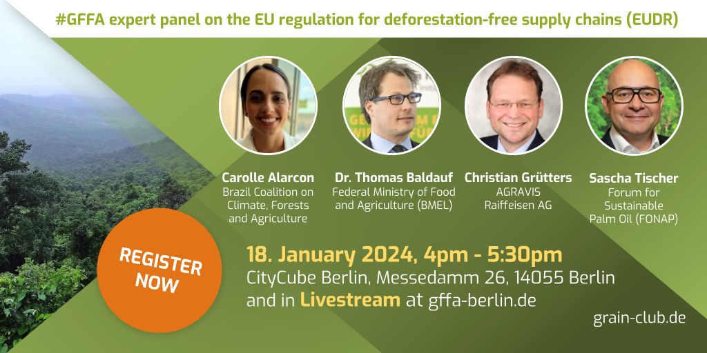 Two days to go: 📢 FONAP is discussing #EUDR implementation at #GFFA in Berlin!
 
📆 January 18th, 4:00 PM - 5:30 PM
👉gffa-berlin.de/en/agenda/read…
 
We are eagerly looking forward to an exciting panel discussion, organized by Grain Club. Join us in Berlin or online!