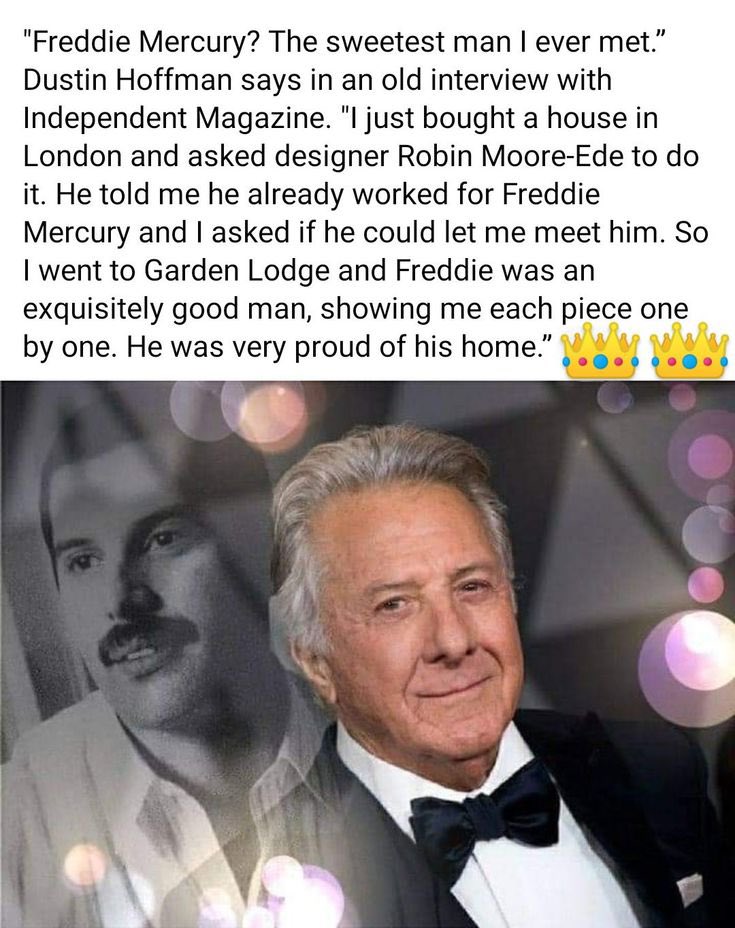 fredsladygodiva's tweet photo. "Freddie Mercury? The sweetest man I ever met." Dustin Hoffman says in an old interview with Independent Magazine…
#FreddieMercury 🎹🎤
#DustinHoffman  🎬📽️ https://t.co/B6WmRLZ8vT