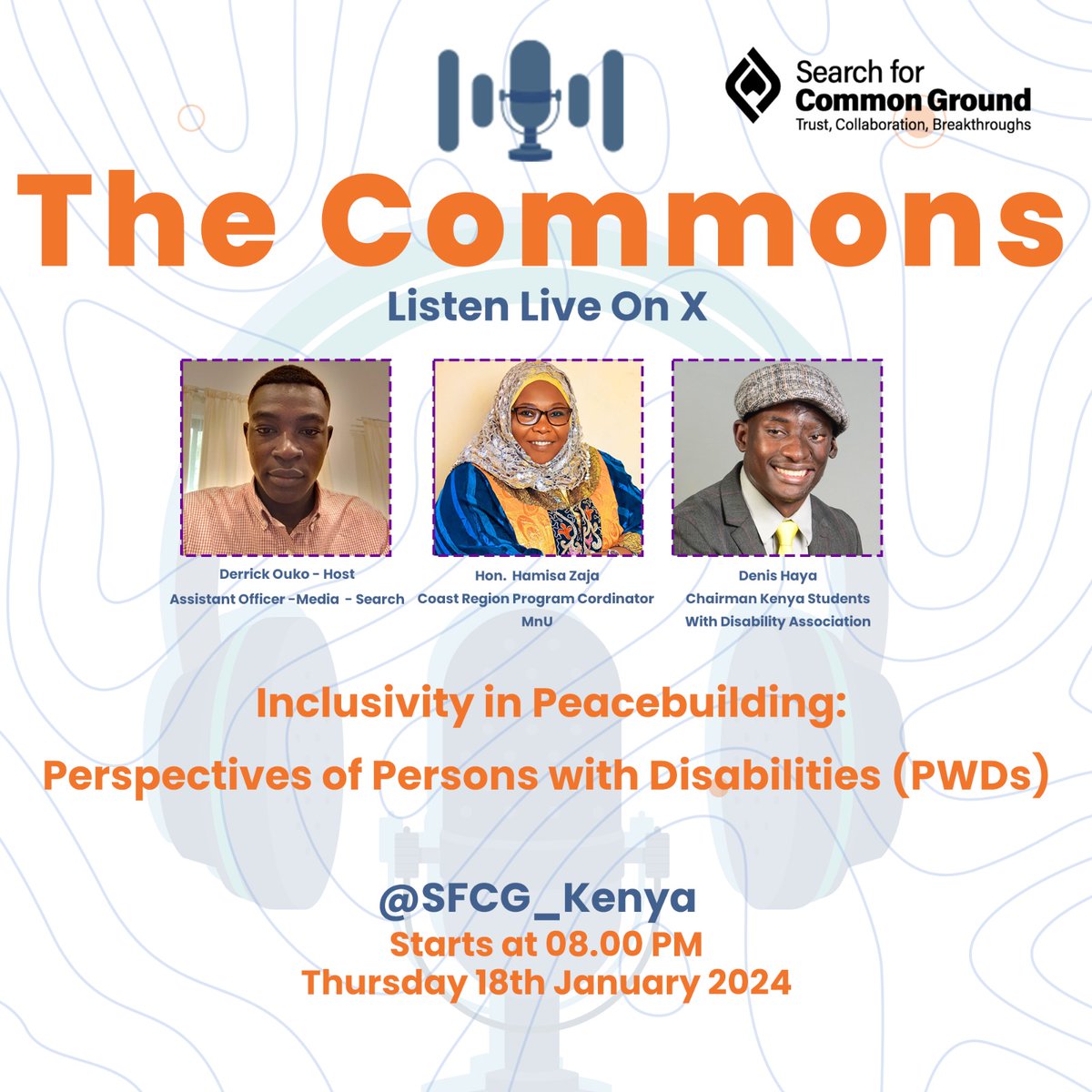 We uphold the creed that disability is not synonymous with inability which makes matters, inclusion in peacebuilding a reality. Join us this Thursday as we engage PWD Advocates @hamisazaja and @HayaDennis on inclusion in peace and security processes. x.com/i/spaces/1OyKA…